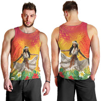 Woman Polynesian Tattoos Men Tank Top Tropical Flower - Vibrant Hot Color LT03 - Polynesian Pride