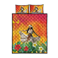 Woman Polynesian Tattoos Quilt Bed Set Tropical Flower - Vibrant Hot Color LT03 - Polynesian Pride