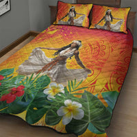 Woman Polynesian Tattoos Quilt Bed Set Tropical Flower - Vibrant Hot Color LT03 - Polynesian Pride
