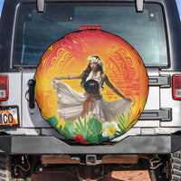 Woman Polynesian Tattoos Spare Tire Cover Tropical Flower - Vibrant Hot Color LT03 Vibrant Gradient - Polynesian Pride