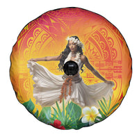 Woman Polynesian Tattoos Spare Tire Cover Tropical Flower - Vibrant Hot Color LT03 - Polynesian Pride
