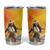 Woman Polynesian Tattoos Tumbler Cup Tropical Flower - Vibrant Hot Color LT03 Vibrant Gradient - Polynesian Pride