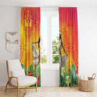 Woman Polynesian Tattoos Window Curtain Tropical Flower - Vibrant Hot Color LT03 - Polynesian Pride