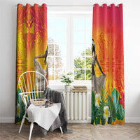 Woman Polynesian Tattoos Window Curtain Tropical Flower - Vibrant Hot Color LT03 - Polynesian Pride