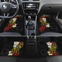 Plumeria Car Mats Polynesian Tribal Frangipani Sunset LT03 Set 4pcs Black - Polynesian Pride