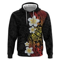 Plumeria Hoodie Polynesian Tribal Frangipani Sunset LT03 Pullover Hoodie Black - Polynesian Pride