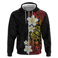 Plumeria Hoodie Polynesian Tribal Frangipani Sunset LT03 Zip Hoodie Black - Polynesian Pride