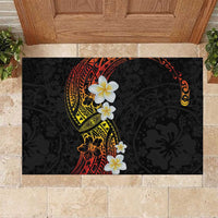 Plumeria Rubber Doormat Polynesian Tribal Frangipani Sunset LT03 Black - Polynesian Pride