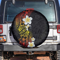 Plumeria Spare Tire Cover Polynesian Tribal Frangipani Sunset LT03 Black - Polynesian Pride