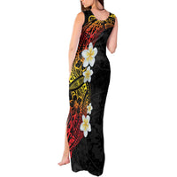 Plumeria Tank Maxi Dress Polynesian Tribal Frangipani Sunset LT03 - Polynesian Pride