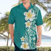 Plumeria Hawaiian Shirt Polynesian Tribal Frangipani Teal LT03 - Polynesian Pride