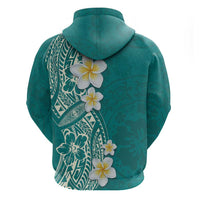 Plumeria Hoodie Polynesian Tribal Frangipani Teal LT03 - Polynesian Pride