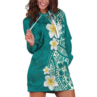 Plumeria Hoodie Dress Polynesian Tribal Frangipani Teal LT03 Teal - Polynesian Pride