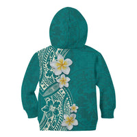 Plumeria Kid Hoodie Polynesian Tribal Frangipani Teal