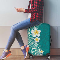 Plumeria Luggage Cover Polynesian Tribal Frangipani Teal