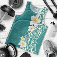 Plumeria Men Tank Top Polynesian Tribal Frangipani Teal LT03 - Polynesian Pride