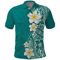 Plumeria Polo Shirt Polynesian Tribal Frangipani Teal LT03 Teal - Polynesian Pride