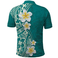 Plumeria Polo Shirt Polynesian Tribal Frangipani Teal LT03 - Polynesian Pride