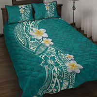 Plumeria Quilt Bed Set Polynesian Tribal Frangipani Teal LT03 Teal - Polynesian Pride