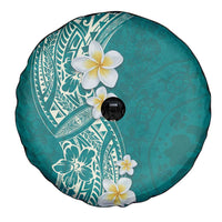 Plumeria Spare Tire Cover Polynesian Tribal Frangipani Teal LT03 - Polynesian Pride