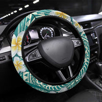 Plumeria Steering Wheel Cover Polynesian Tribal Frangipani Teal LT03 Universal Fit Teal - Polynesian Pride