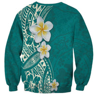 Plumeria Sweatshirt Polynesian Tribal Frangipani Teal LT03 - Polynesian Pride