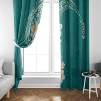 Plumeria Window Curtain Polynesian Tribal Frangipani Teal LT03 - Polynesian Pride