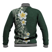 Plumeria Baseball Jacket Polynesian Tribal Frangipani Green LT03 - Polynesian Pride