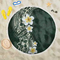 Plumeria Beach Blanket Polynesian Tribal Frangipani Green LT03 One Size 150cm Green - Polynesian Pride