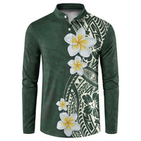 Plumeria Button Sweatshirt Polynesian Tribal Frangipani Green LT03 Green - Polynesian Pride