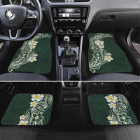 Plumeria Car Mats Polynesian Tribal Frangipani Green LT03 Set 4pcs Green - Polynesian Pride