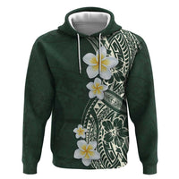 Plumeria Hoodie Polynesian Tribal Frangipani Green LT03 Pullover Hoodie Green - Polynesian Pride