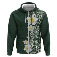 Plumeria Hoodie Polynesian Tribal Frangipani Green LT03 Zip Hoodie Green - Polynesian Pride