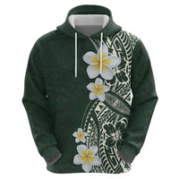 Plumeria Hoodie Polynesian Tribal Frangipani Green LT03 - Polynesian Pride