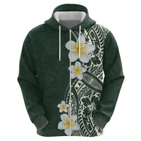 Plumeria Hoodie Polynesian Tribal Frangipani Green LT03 - Polynesian Pride