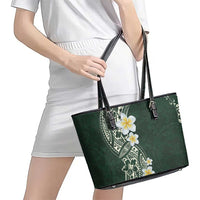 Plumeria Leather Tote Bag Polynesian Tribal Frangipani Green LT03 - Polynesian Pride