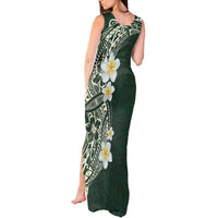 Plumeria Tank Maxi Dress Polynesian Tribal Frangipani Green LT03 - Polynesian Pride