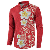 Plumeria Button Sweatshirt Polynesian Tribal Frangipani Red LT03 - Polynesian Pride
