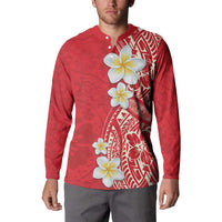 Plumeria Button Sweatshirt Polynesian Tribal Frangipani Red LT03 - Polynesian Pride