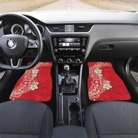 Plumeria Car Mats Polynesian Tribal Frangipani Red LT03 Set 2pcs - Front Red - Polynesian Pride