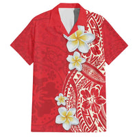 Plumeria Hawaiian Shirt Polynesian Tribal Frangipani Red LT03 Red - Polynesian Pride