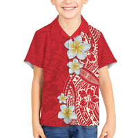 Plumeria Hawaiian Shirt Polynesian Tribal Frangipani Red LT03 - Polynesian Pride