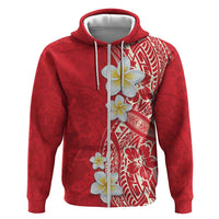 Plumeria Hoodie Polynesian Tribal Frangipani Red LT03 Zip Hoodie Red - Polynesian Pride