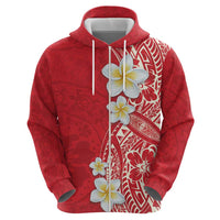 Plumeria Hoodie Polynesian Tribal Frangipani Red LT03 - Polynesian Pride