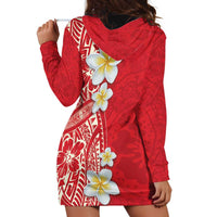 Plumeria Hoodie Dress Polynesian Tribal Frangipani Red LT03 - Polynesian Pride