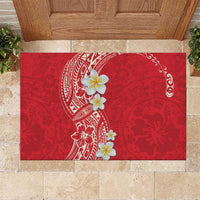 Plumeria Rubber Doormat Polynesian Tribal Frangipani Red LT03 Red - Polynesian Pride
