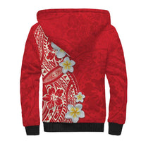 Plumeria Sherpa Hoodie Polynesian Tribal Frangipani Red LT03 - Polynesian Pride