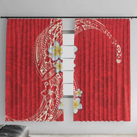 Plumeria Window Curtain Polynesian Tribal Frangipani Red LT03 With Hooks Red - Polynesian Pride
