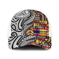 Niue Hiapo and Maori Decoration Tattoos Baseball Net Cap LT03 One Size White White - Polynesian Pride