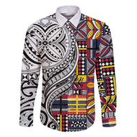 Niue Hiapo and Maori Decoration Tattoos Family Matching Off The Shoulder Long Sleeve Dress and Hawaiian Shirt - Polynesian Pride